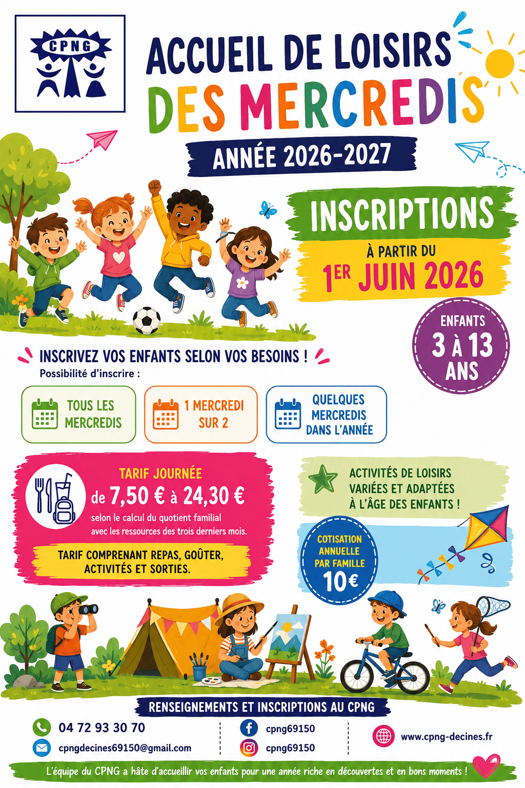 Inscriptions des mercredis 2026-2027